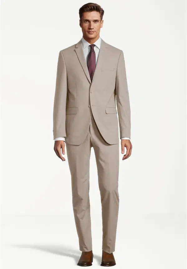 Steffen Klein Designer Anzug Slim Fit in Beige 50% Rabatt mit kostenlosem Versand