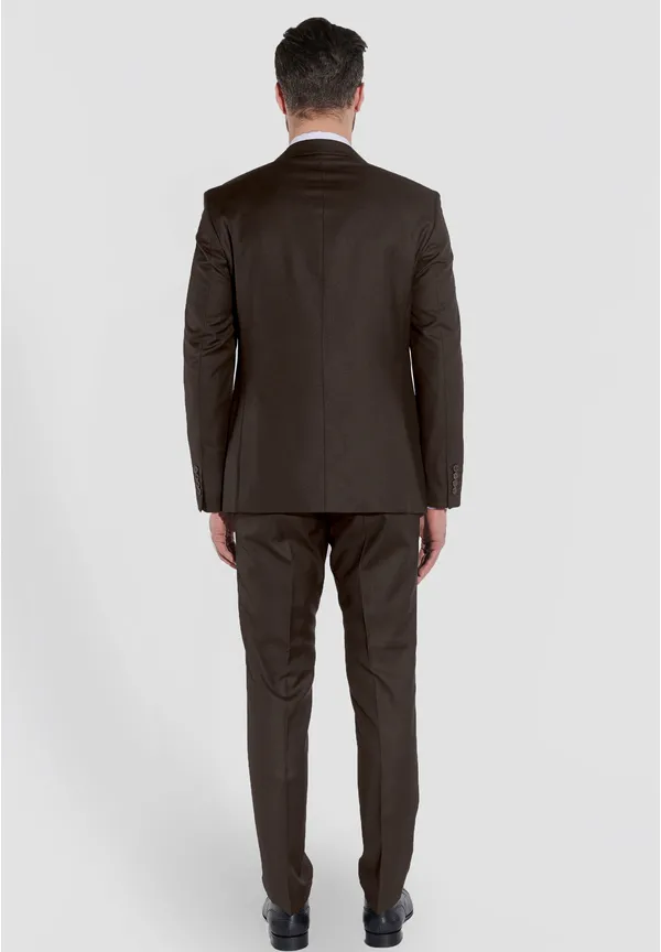 Steffen Klein Designer Anzug Slim Fit in Braun Kostenloser Versand international