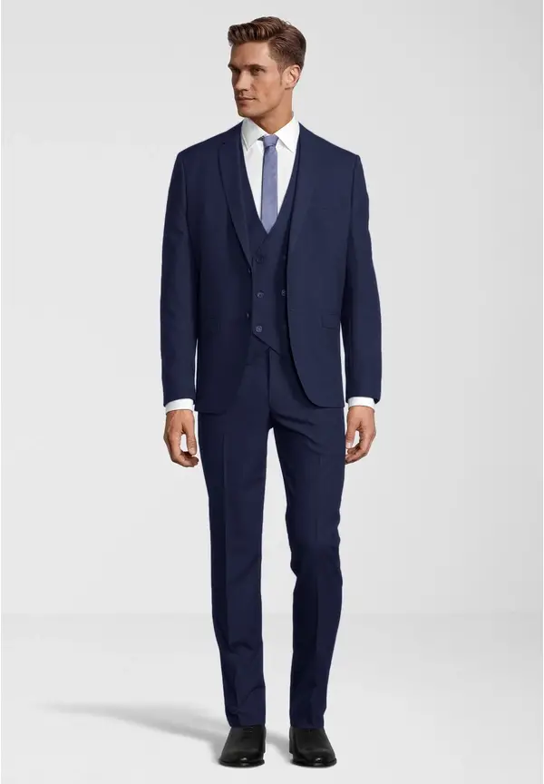 Steffen Klein Business Anzug 3-teilig Dreiteiler mit Weste in blau Osterangebot