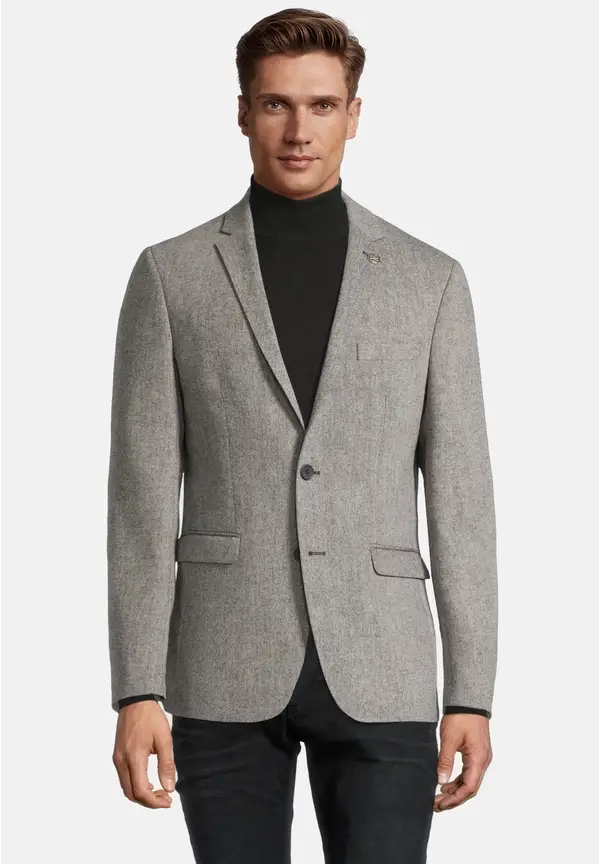Steffen Klein Sakko Wolle Tweed in grau Heißer Verkauf