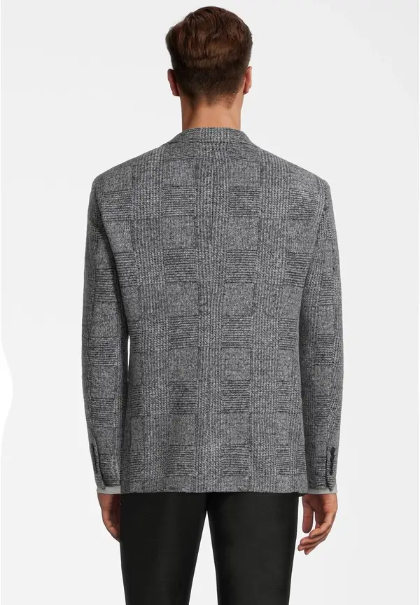 Steffen Klein Jersey-Sakko Glencheck in grau-schwarz Online Outlet