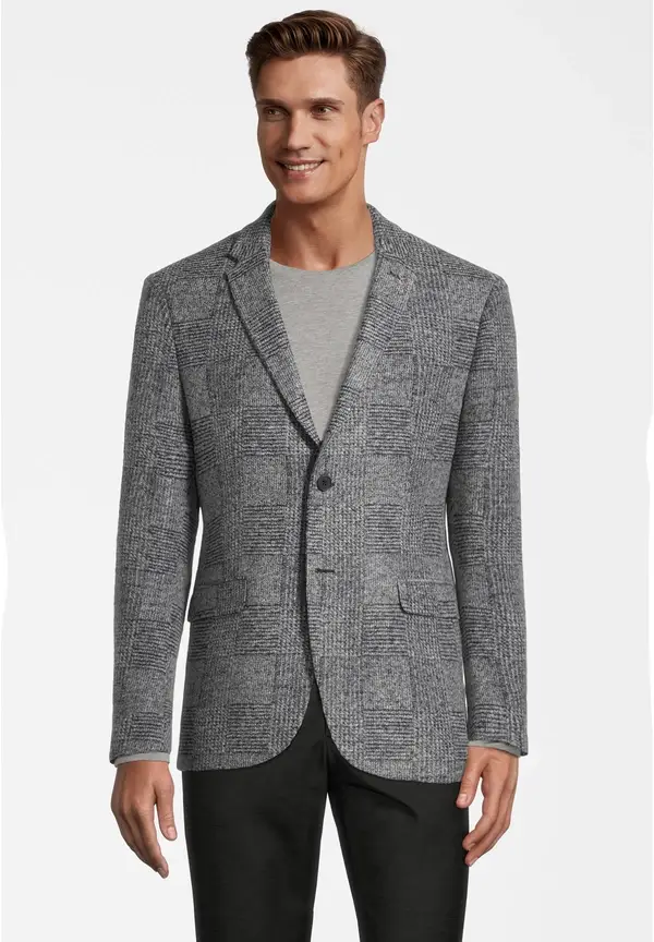 Steffen Klein Jersey-Sakko Glencheck in grau-schwarz Online Outlet