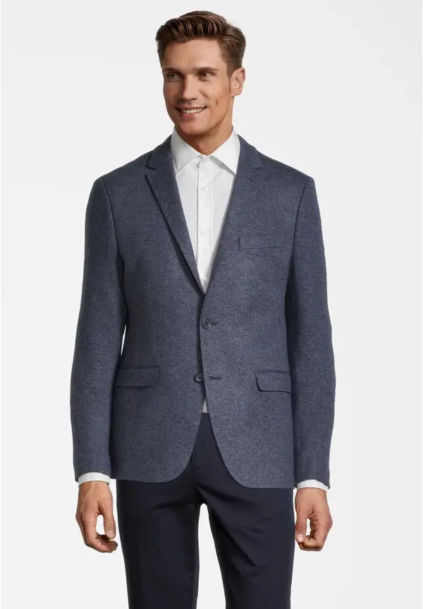 Steffen Klein Jersey Sakko Wolle Melange in blau melange Blitzangebot
