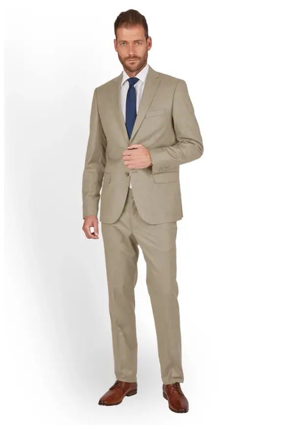 Steffen Klein Anzug Regular Fit elastisch in Beige Räumungsverkauf