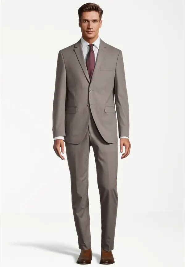 Steffen Klein Designer Anzug Slim Fit in Taupe melange Tägliche Deals