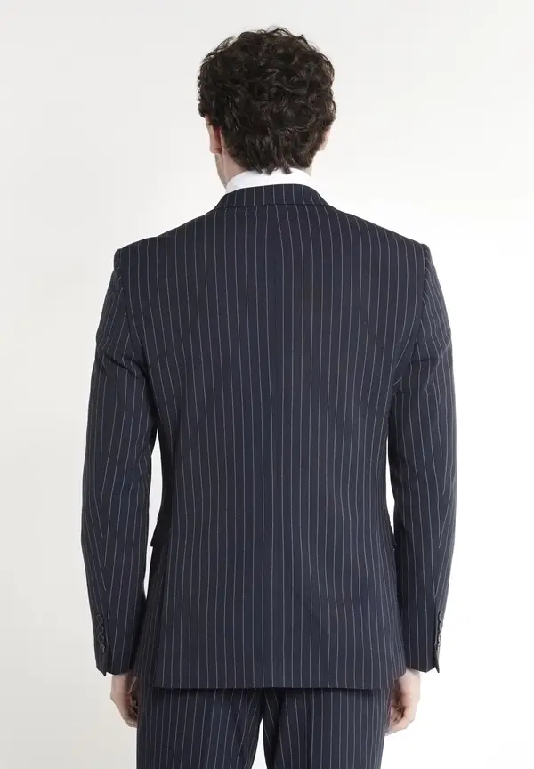 Steffen Klein Anzug Slim Fit Nadelstreifen in Marine Riesige Ersparnisse