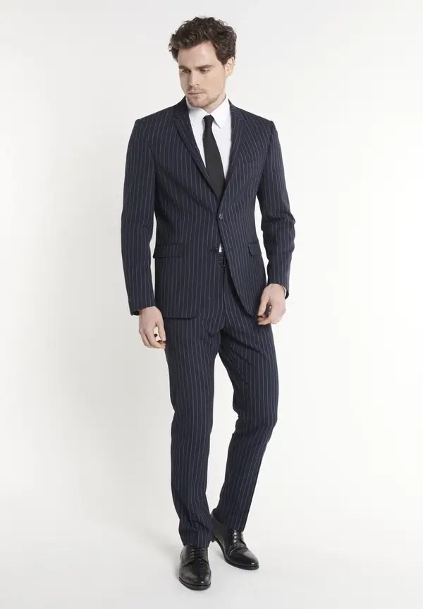 Steffen Klein Anzug Slim Fit Nadelstreifen in Marine Riesige Ersparnisse
